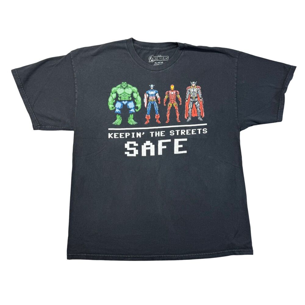 Marvel Avengers Shirt Mens Extra Large Black Iron Man Hulk Captain America Thor